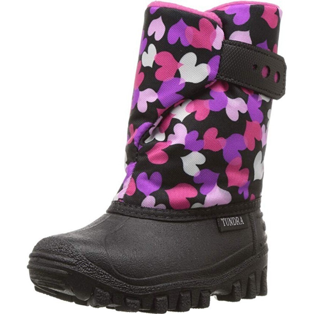 Tundra Teddy 4 Snow Boots Kid US 5 Black Heart Print Round Toe Mid-Calf JOBB1020